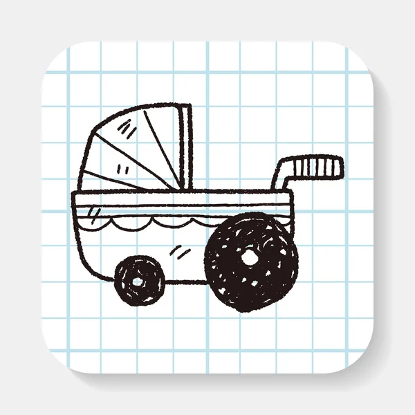 Baby vagn doodle — Stock vektor