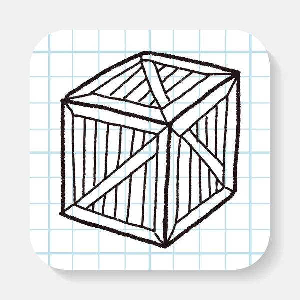 Dřevěný box doodle — Stockový vektor