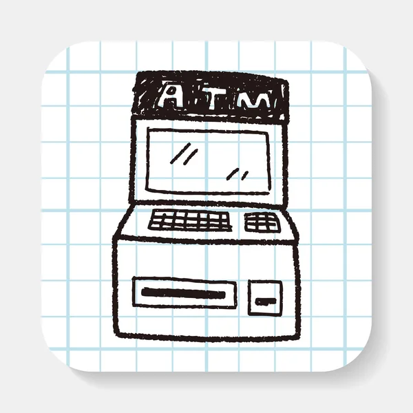 ATM doodle tekening — Stockvector