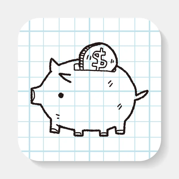 Doodle gris pengar bank — Stock vektor