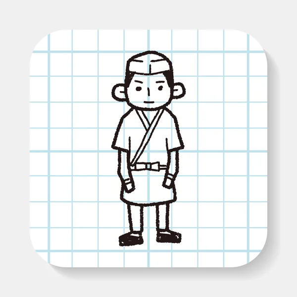 Doodle chef japonês — Vetor de Stock