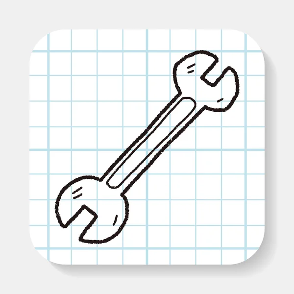 Schraubenschlüssel-Doodle — Stockvektor