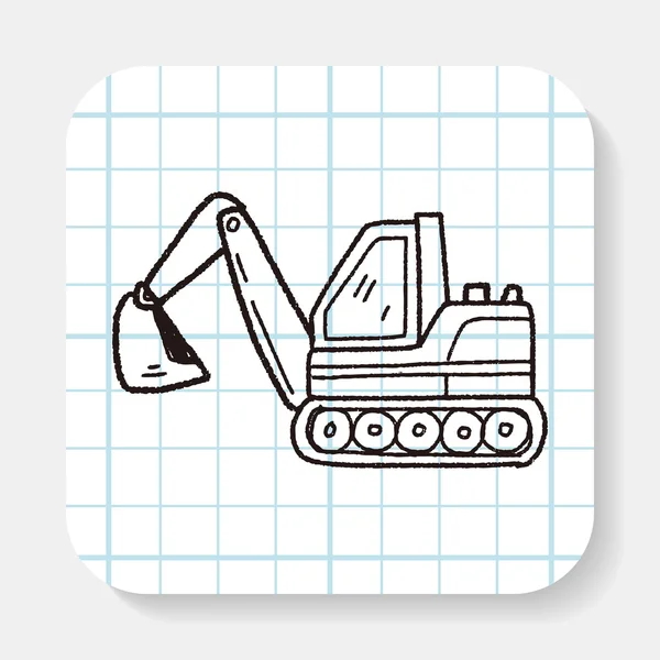 Excavator doodle — Stock Vector