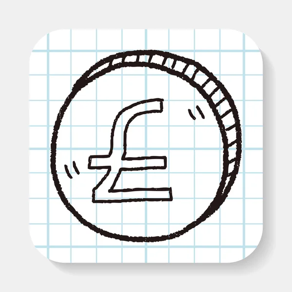 Doodle GBP money coin — Stock Vector