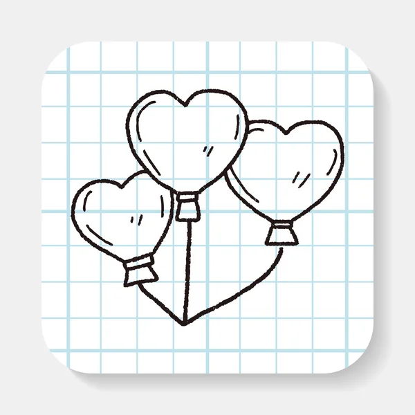 Amor doodle balão — Vetor de Stock