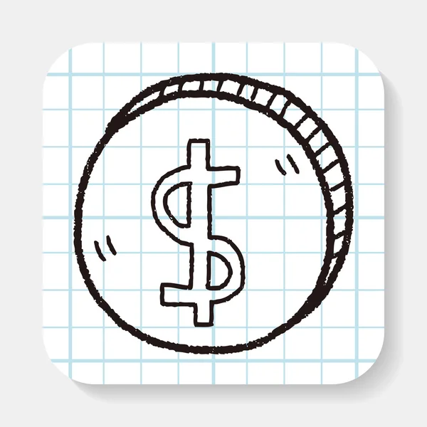 Doodle geld munt — Stockvector