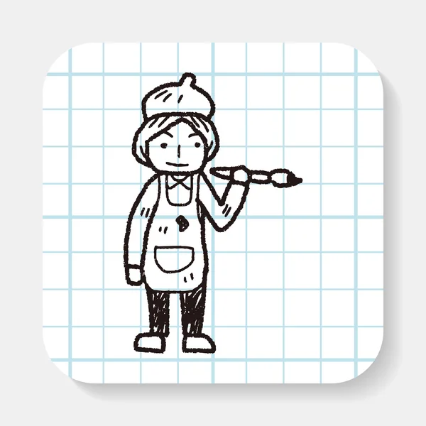 Pintor doodle — Vector de stock