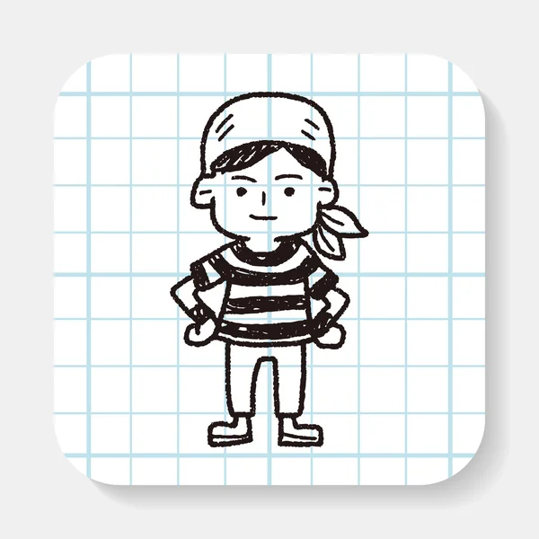 Pirata Marinheiro doodle — Vetor de Stock