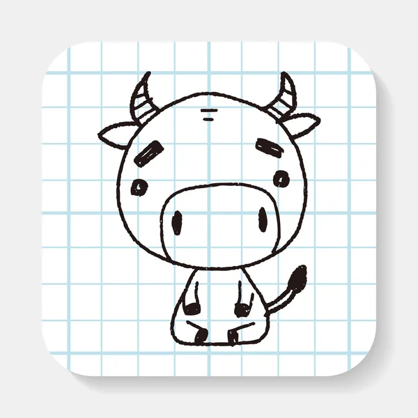 Dibujo de garabato de vaca del zodíaco chino — Vector de stock