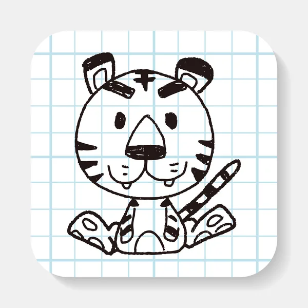 Chinese dierenriem tijger doodle tekening — Stockvector