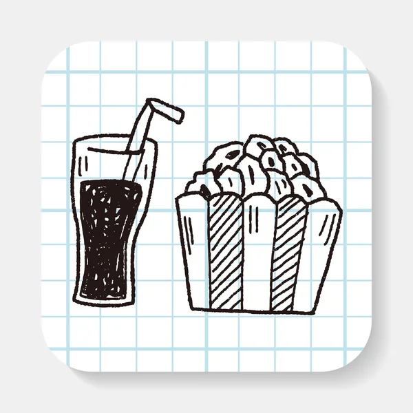 Popcorn und Drink-Doodle — Stockvektor