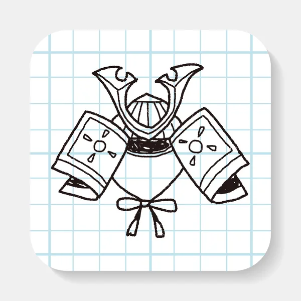 Samurai helm doodle — Stockvector