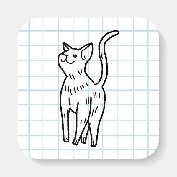 Kat doodle tekening — Stockvector