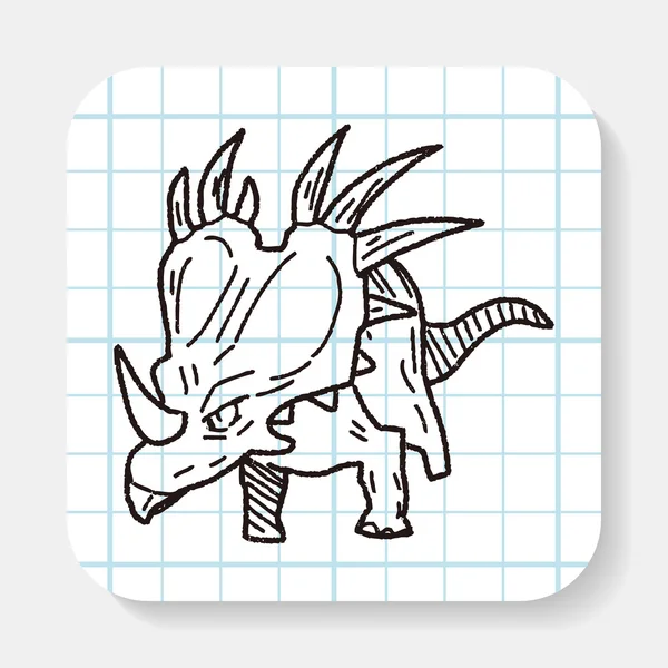 Dinosaurier-Doodle Triceratops — Stockvektor