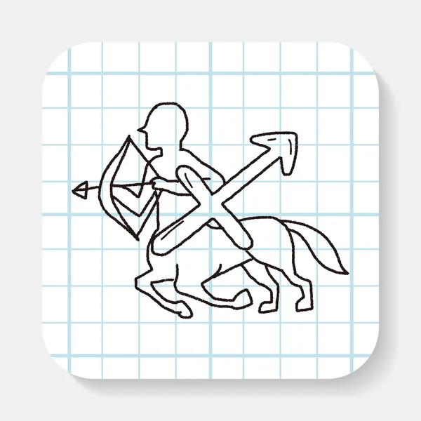 Sagittariu sterrenbeeld doodle — Stockvector