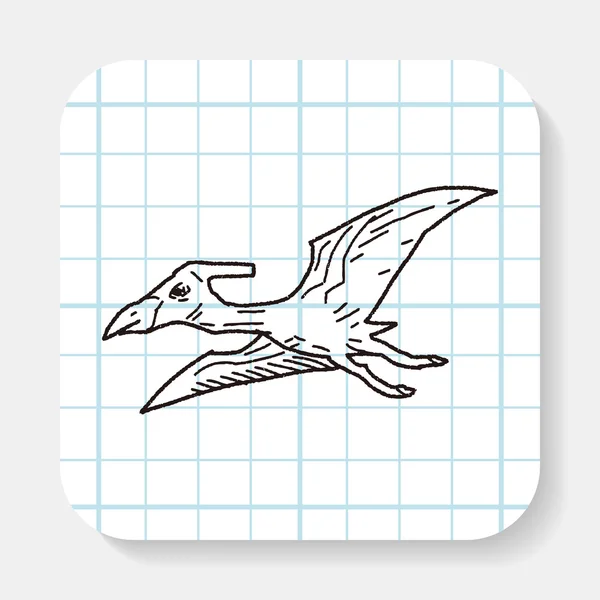 Pterodactyl dinosaurus doodle — Stockvector