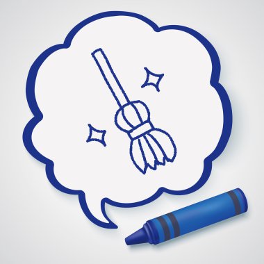 süpürge doodle çizim simgesini öğesi