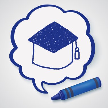 Mezuniyet kap doodle çizim simgesini öğesi
