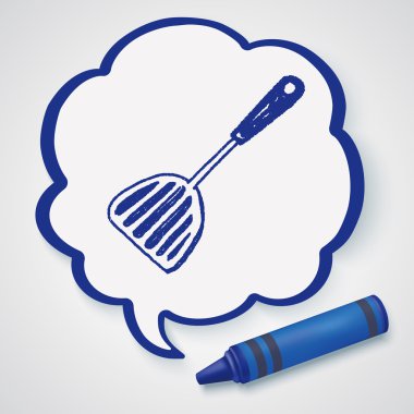 Doodle mutfak kaşık simgesi öğesi