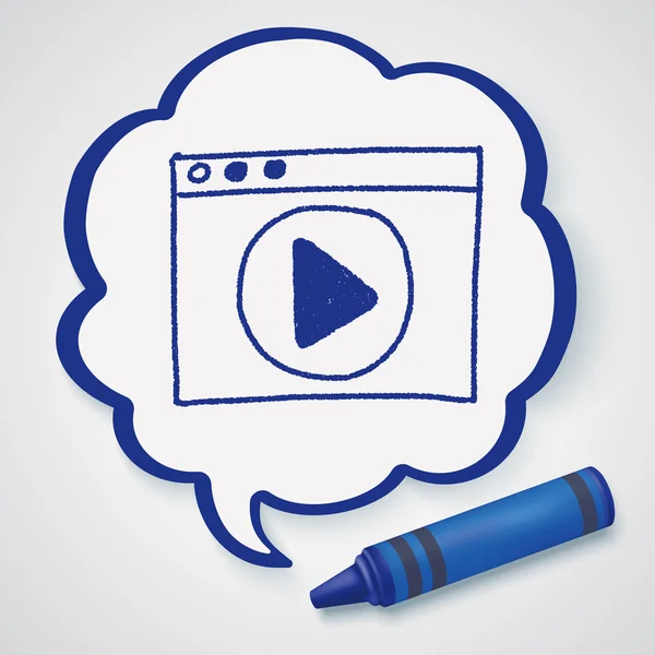 Elemento icona di riproduzione video doodle — Vettoriale Stock