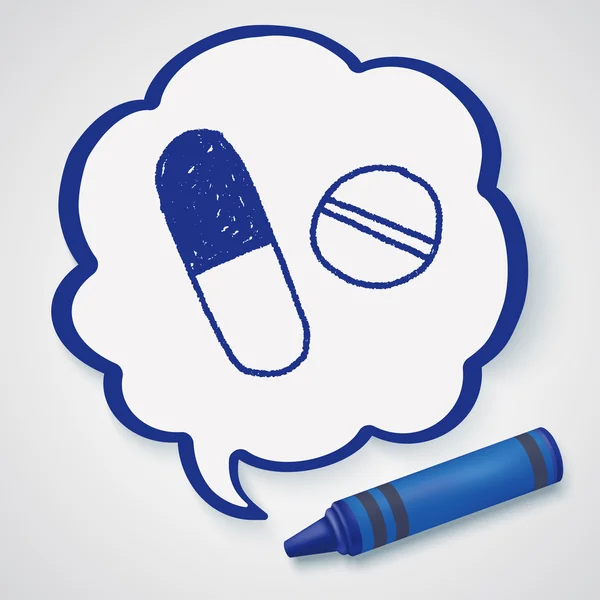 Pillole doodle elemento icona disegno — Vettoriale Stock