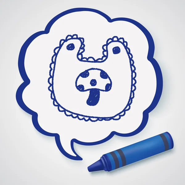 Baby bib doodle rajz ikon elem — Stock Vector