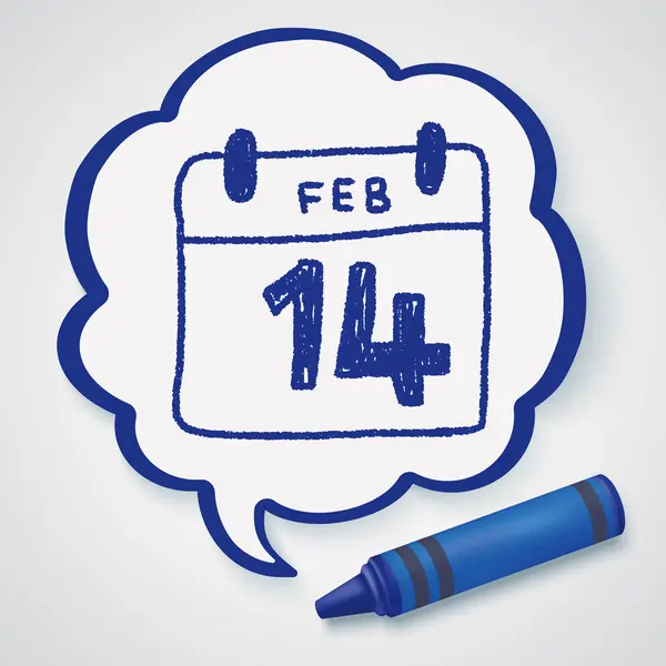 Calendario San Valentino doodle elemento icona disegno — Vettoriale Stock