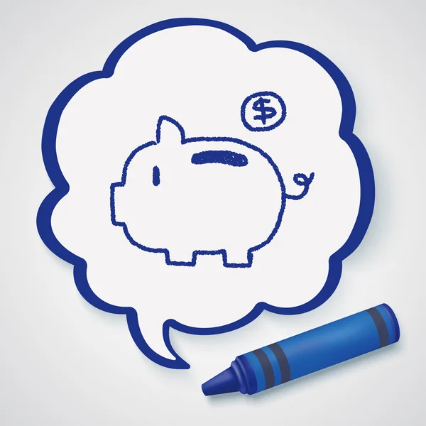 Spaarpot doodle tekening pictogram element — Stockvector
