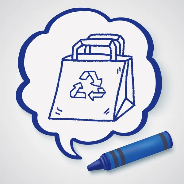 Concetto di protezione ambientale; Shopping bag riciclato; elemento icona doodle — Vettoriale Stock