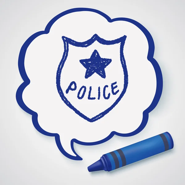 Policja odznaka doodle ikonę elementu — Wektor stockowy