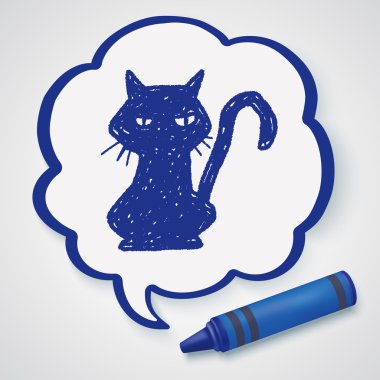 Kara kedi doodle Icon öğesi