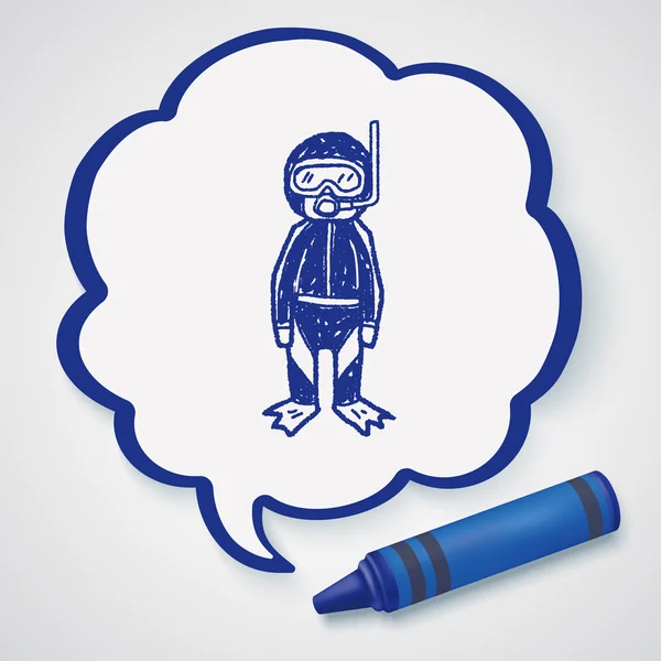 Mergulhador doodle ícone elemento —  Vetores de Stock