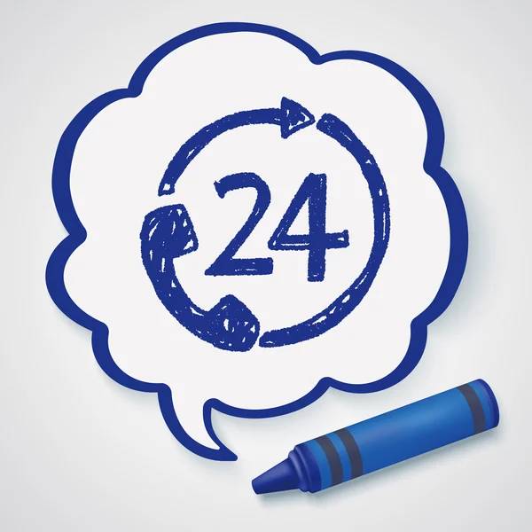 24 小时客户服务涂鸦绘图图标元素 — 图库矢量图片