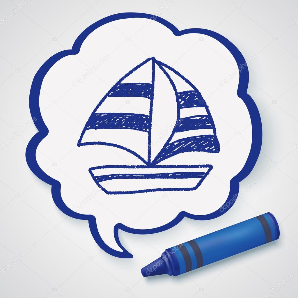 doodle sailboat icon element