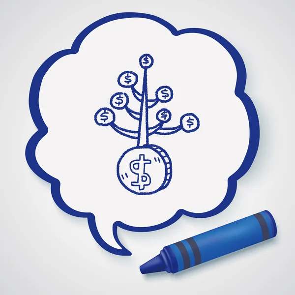 Geld boom doodle pictogram element — Stockvector