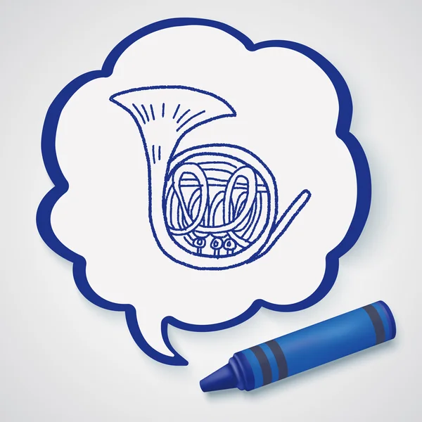 Fransız kornosu doodle Icon öğesi — Stok Vektör