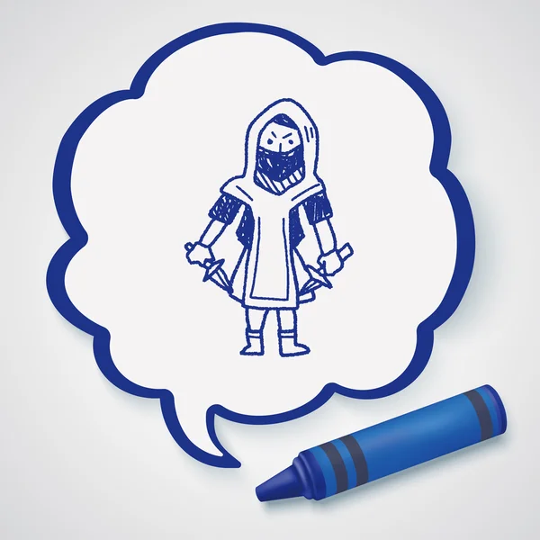 Ninja doodle pictogram element — Stockvector