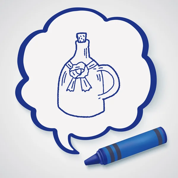 Butelka wina doodle ikonę elementu — Wektor stockowy