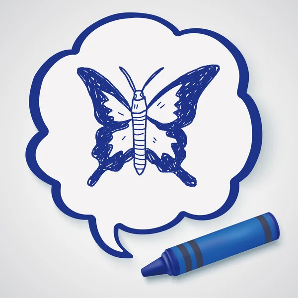 Butterfly doodle ikonen element — Stock vektor