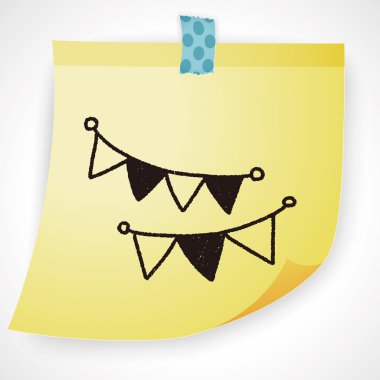 doğum günü asılı çizim vektör çizim doodle