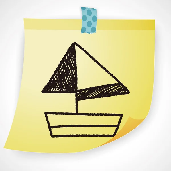 Doodle Sailboat Vektor Illustration — Stockvektor