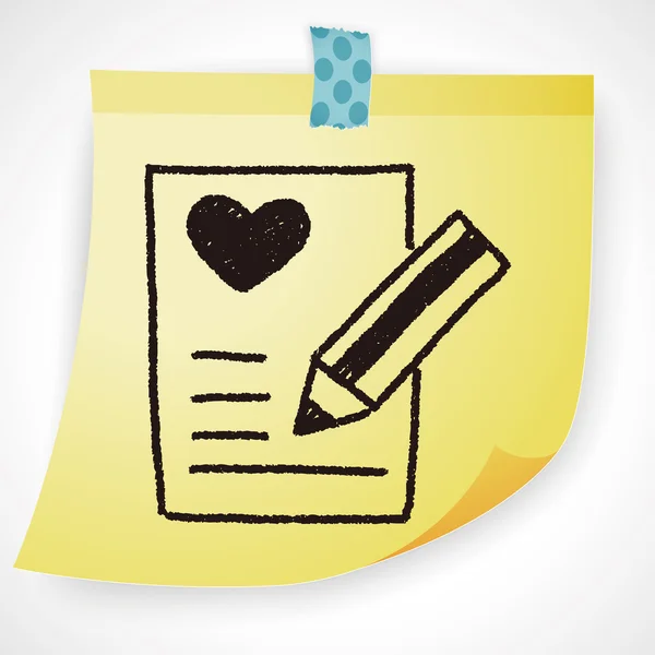 Carta de amor doodle desenho vetor ilustração — Vetor de Stock