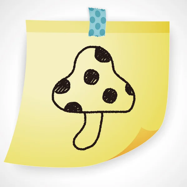 ( 영어 ) mushroom doodle 그림 벡터 일러스트 — 스톡 벡터
