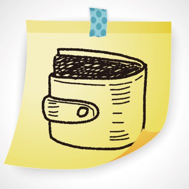 m-cüzdan simgesi öğe doodle