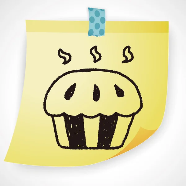 Cupcake doodle dibujo vector ilustración — Archivo Imágenes Vectoriales