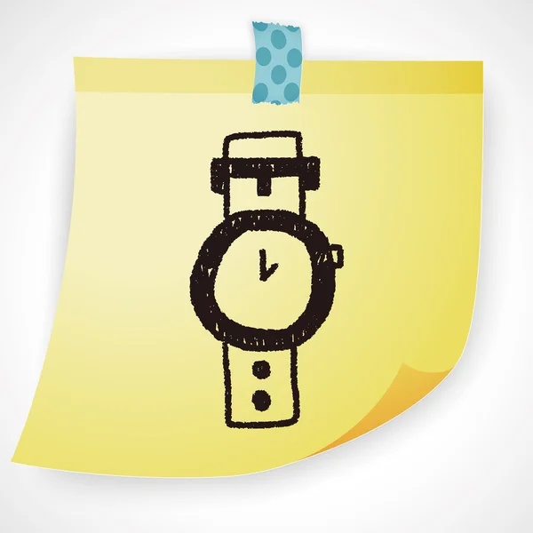 Horloge doodle tekening vector illustratie — Stockvector