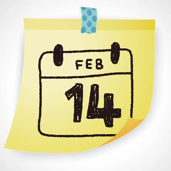 Calendario San Valentino doodle disegno vettoriale illustrazione — Vettoriale Stock