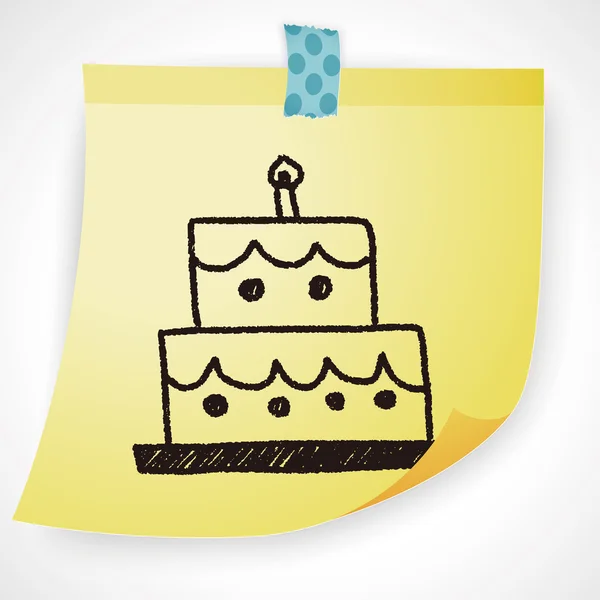 Aniversário bolo doodle desenho vetor ilustração — Vetor de Stock