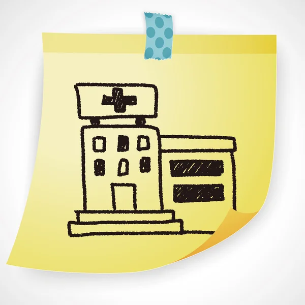 Hospital doodle dibujo vector ilustración — Archivo Imágenes Vectoriales