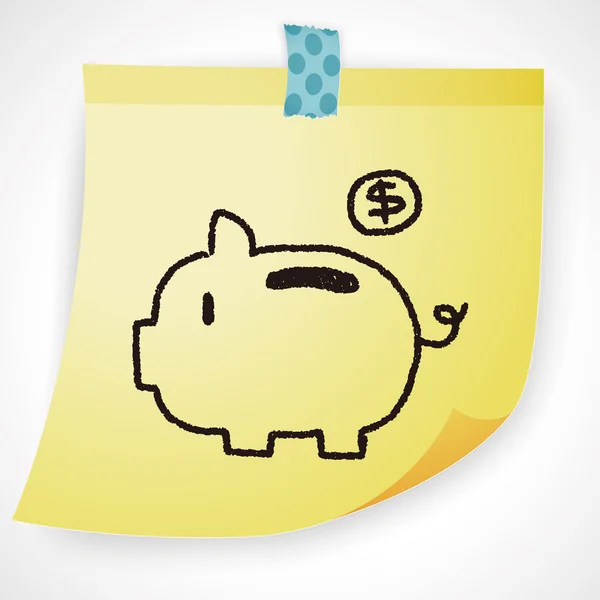 Piggybank doodle disegno vettoriale illustrazione — Vettoriale Stock